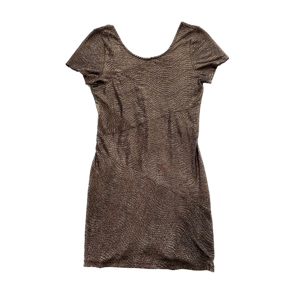 Free People | M | Women | Brown/Gold Shimmery Short-Sleeved Casual Party Dress